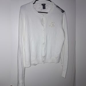 Tangents Vintage Y2K Ivory Cotton And Lace Cardigan